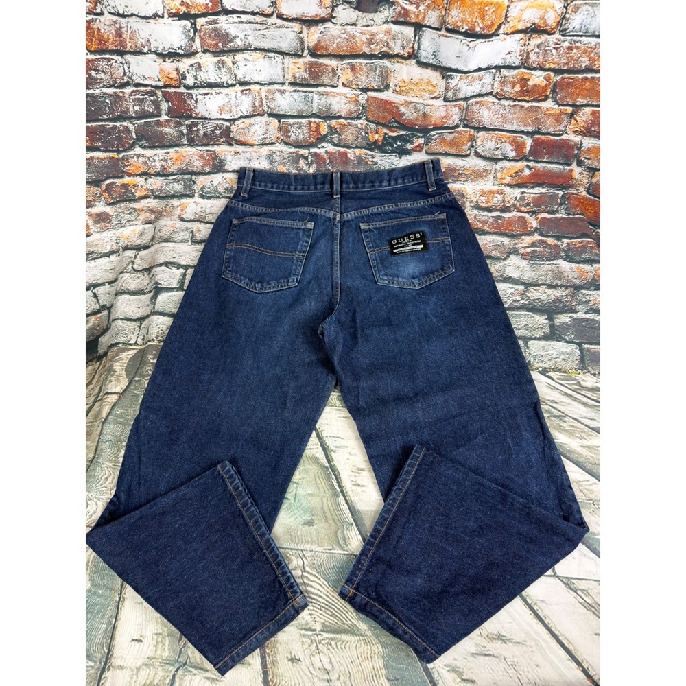 Vintage Guess Jeans Urban Fit Dark Wash Wide Leg Denim Made in USA Mens 34x30 - Picture 3 of 8